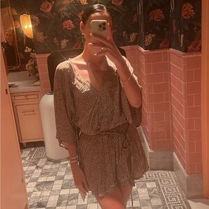 Cheetah print tie waist romper